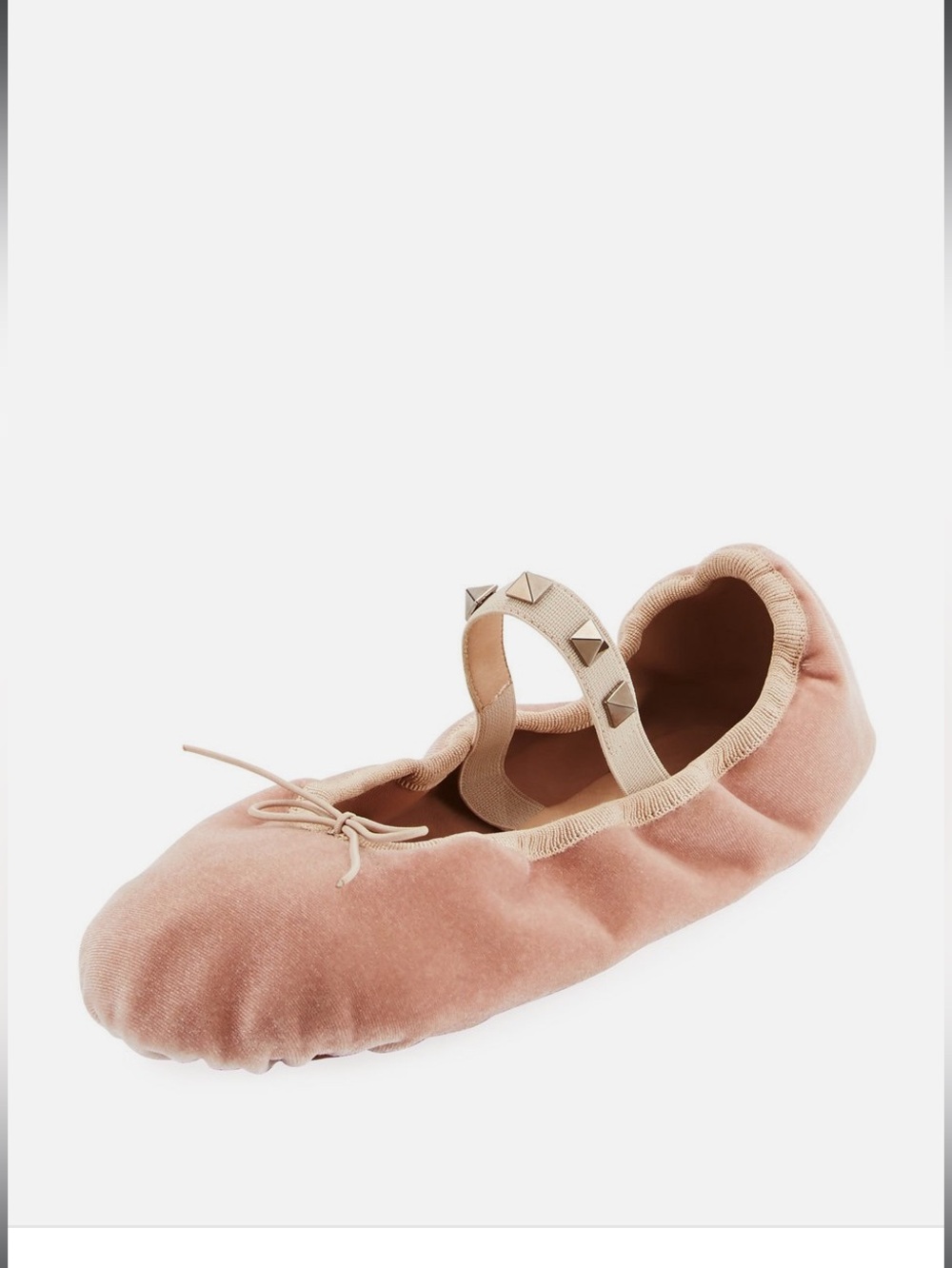 Valentino Garavani Rockstud Velvet Ballerina Flat Pink Nude 8